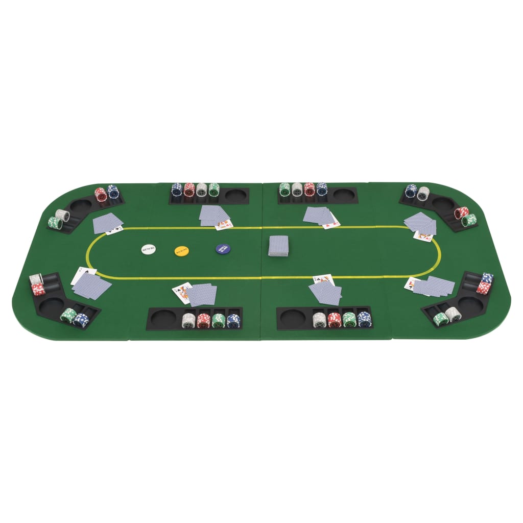 pokera galda virsma, salokāma, 8 spēlētājiem, taisnstūra, zaļa