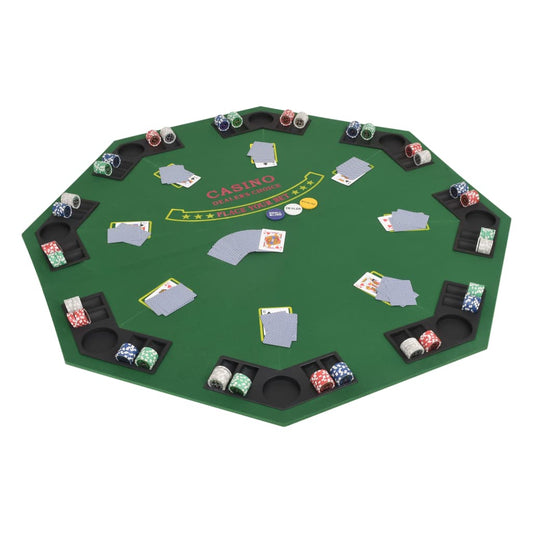 pokera galda virsma, salokāma, 8 spēlētājiem, astoņstūra, zaļa