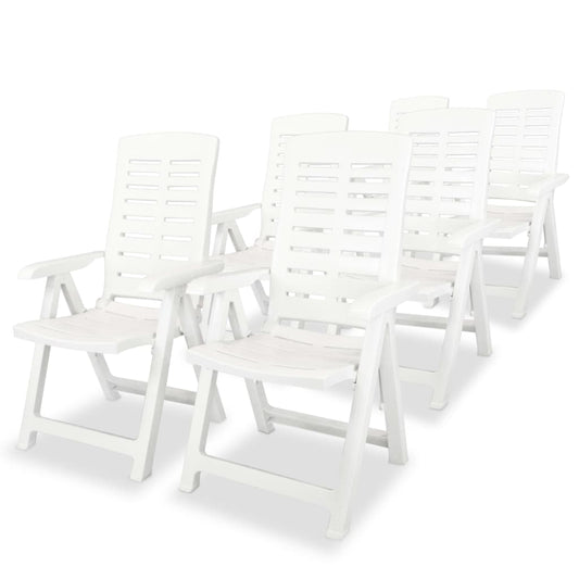 atgāžami dārza krēsli, 6 gab., plastmasa, balti