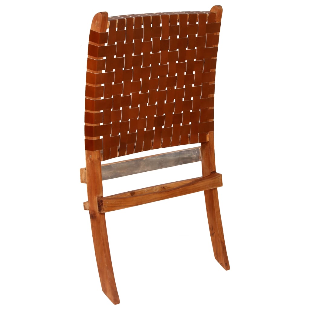 saliekams atpūtas krēsls, brūna dabīgā āda