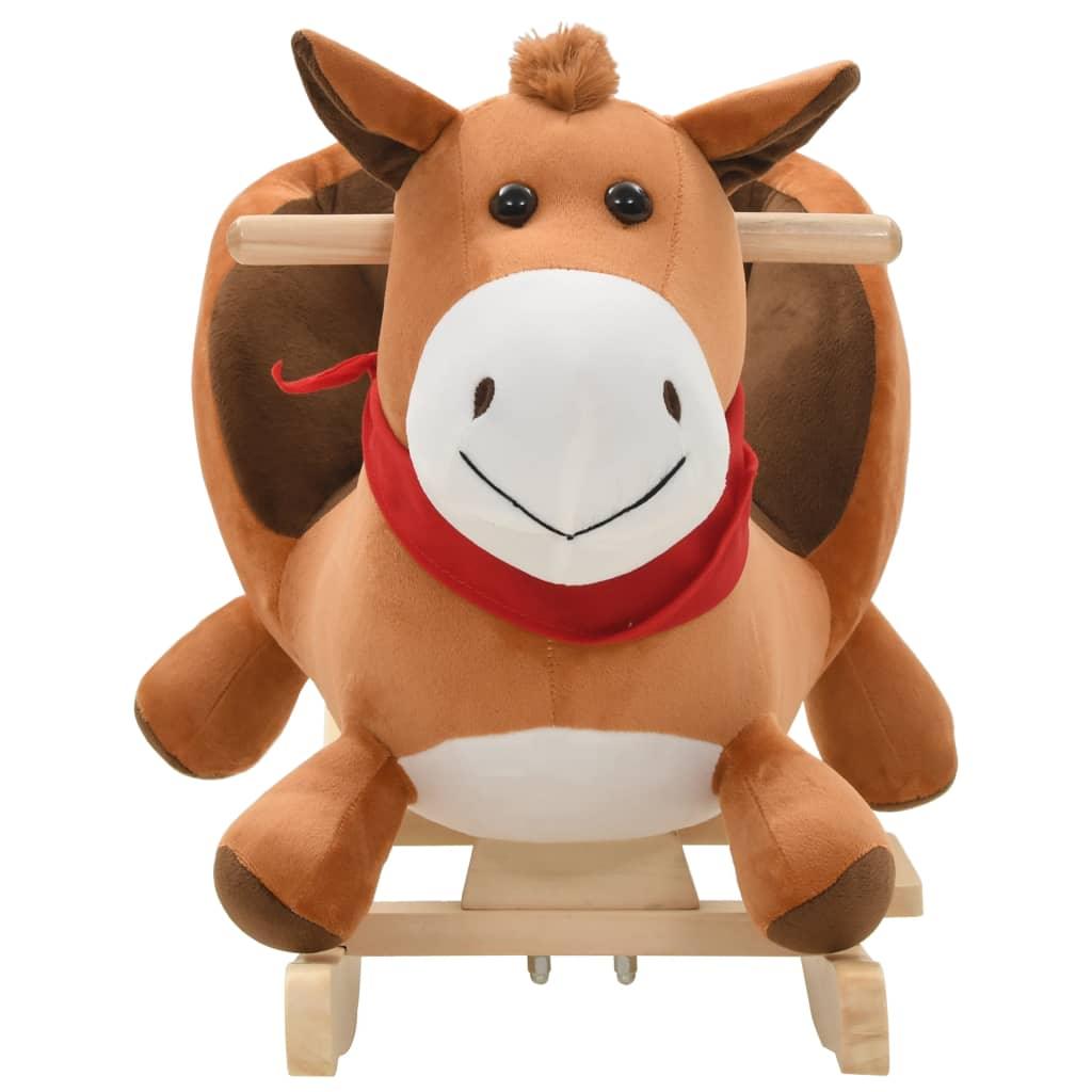 bērnu šūpuļkrēsls ar atzveltni, 60x32x50 cm, zirgs, brūns plīšs - amshop.lv