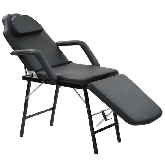 kosmetoloģijas krēsls, mākslīgā āda, 185x78x76 cm, melns