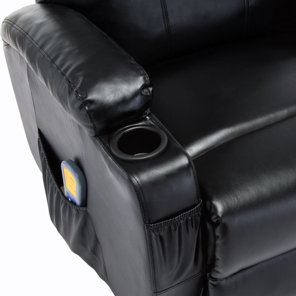 masāžas šūpuļkrēsls, melna mākslīgā āda