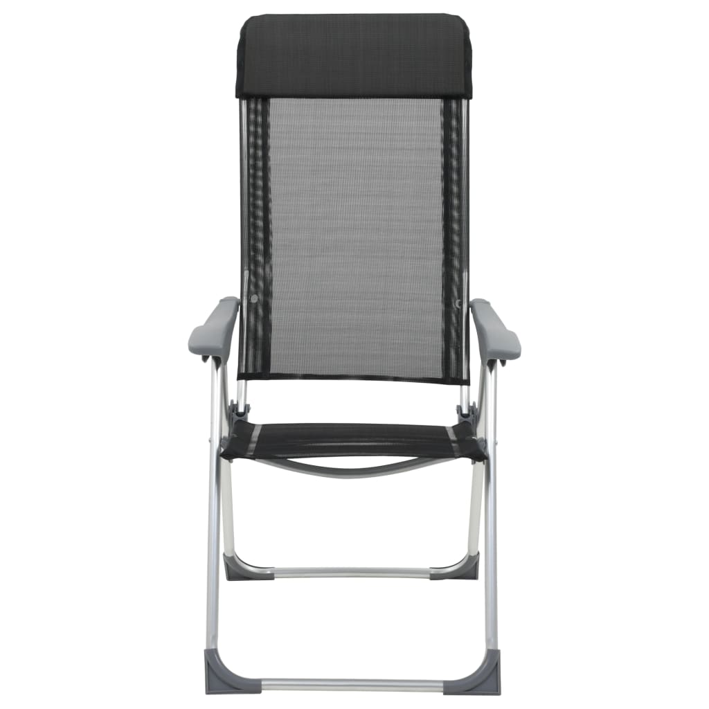 kempinga krēsli, 2 gab., melni, alumīnijs, salokāmi