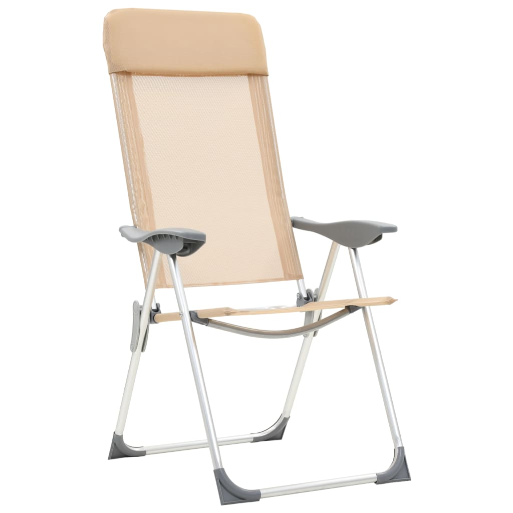 kempinga krēsli, 4 gab., krēmkrāsā, alumīnijs, salokāmi