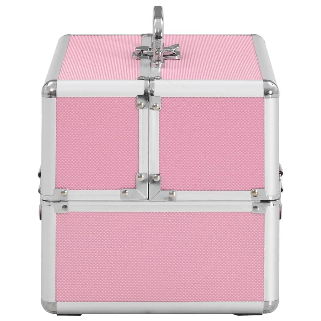 kosmētikas koferis, 22x30x21 cm, alumīnijs, rozā - amshop.lv