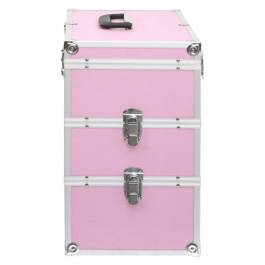 kosmētikas koferis, 37x24x40 cm, alumīnijs, rozā