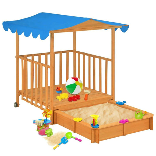 bērnu rotaļu mājiņa ar smilšu kasti, egles koks, zila, UV50 - amshop.lv