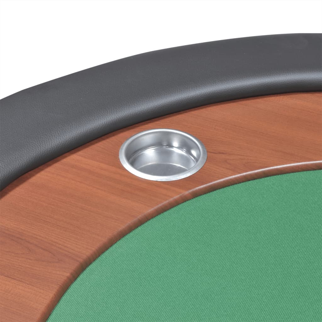 pokera galds 10 personām ar vietu dīlerim, žetonu paplāte, zaļš