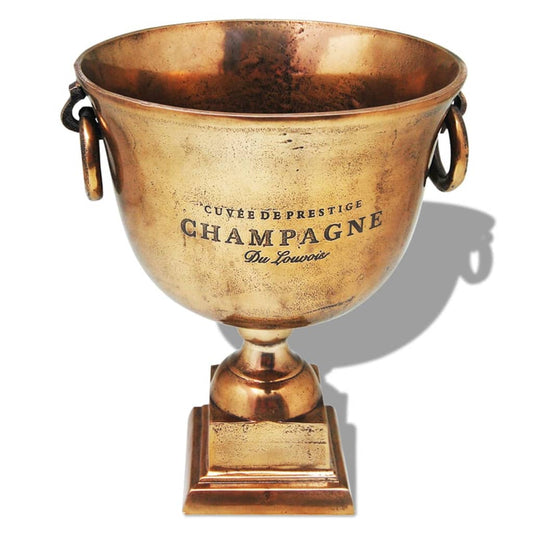 šampanieša dzesēšanas trauks, trofejas kausa forma, brūns varš