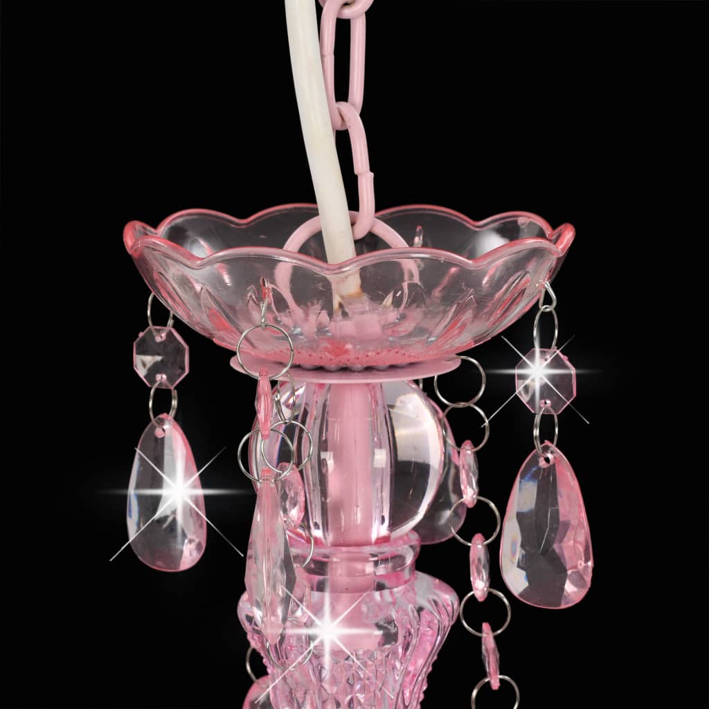 lustra ar pērlītēm, rozā, apaļa, 3 x E14