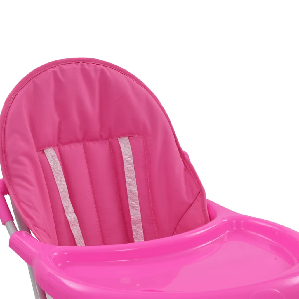 bērnu barošanas krēsls, rozā ar baltu