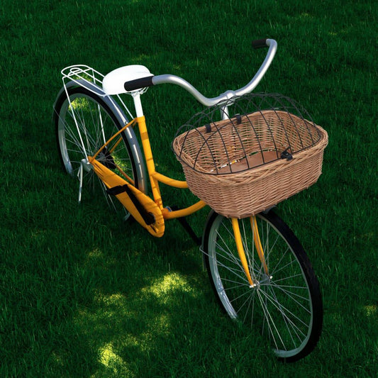 velosipēda priekšējais grozs ar pārsegu, 50x45x35 cm, vītols - amshop.lv