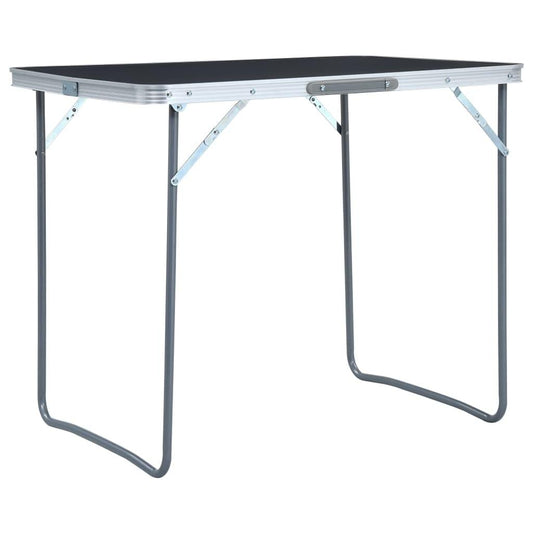 saliekams kempinga galds, pelēks, metāla rāmis, 80x60 cm - amshop.lv