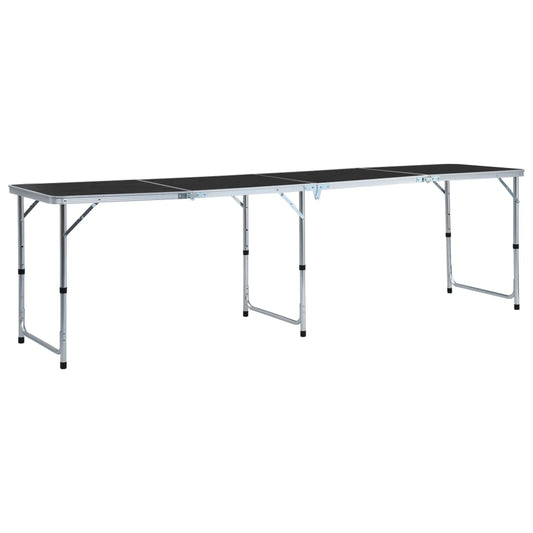saliekams kempinga galds, 240x60 cm, pelēks, alumīnijs