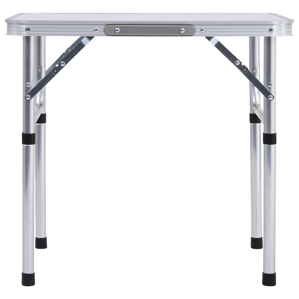 saliekams kempinga galds, balts alumīnijs, 60x45 cm