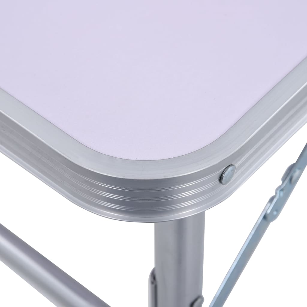 saliekams kempinga galds, balts alumīnijs, 60x45 cm