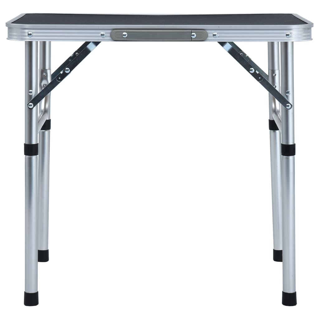 saliekams kempinga galds, pelēks alumīnijs, 60x45 cm