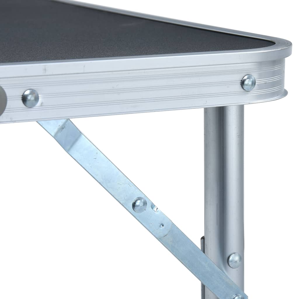 saliekams kempinga galds, pelēks alumīnijs, 60x45 cm