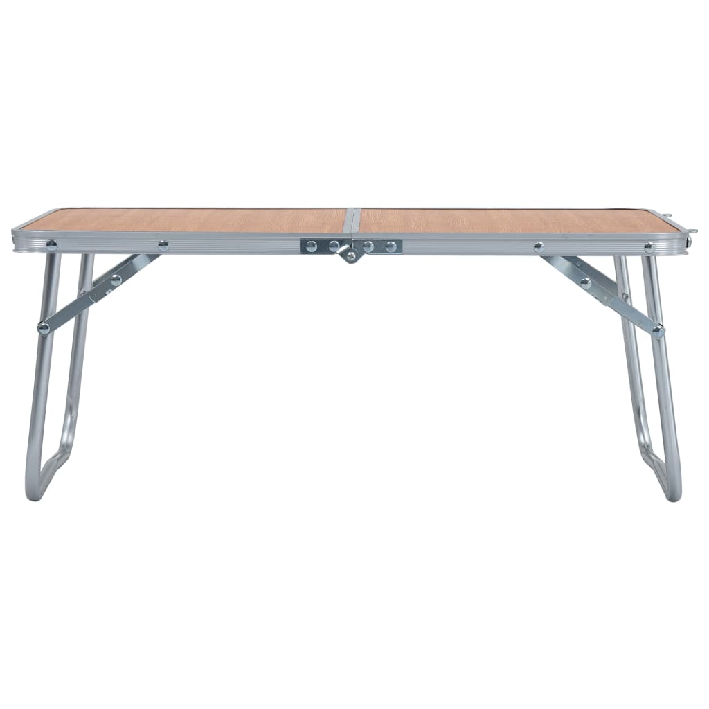 saliekams kempinga galds, brūns alumīnijs, 60x40 cm