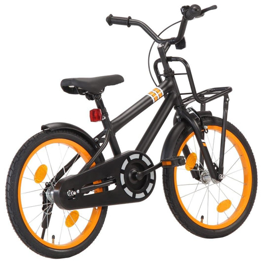 Bērnu velosipēds ar priekšējo bagāžnieku, 18", oranžs ar melnu - amshop.lv