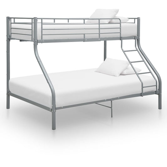 divstāvu gultas rāmis, pelēks, 140x200/90x200 cm, metāls