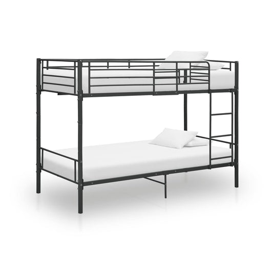 divstāvu gulta, melns metāls, 90x200 cm