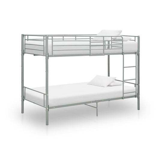 divstāvu gulta, pelēks metāls, 90x200 cm