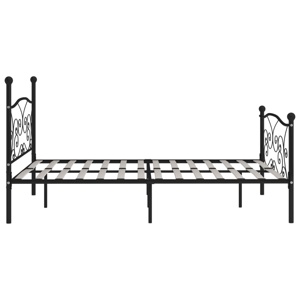 gultas rāmis ar redeļu pamatni, melns, 200x200 cm, metāls