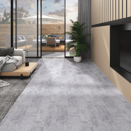 grīdas dēļi, pašlīmējoši, 5,02 m², 2 mm, cementa pelēks PVC