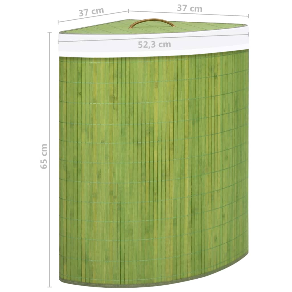 stūra veļas grozs, zaļš, bambuss, 60 L