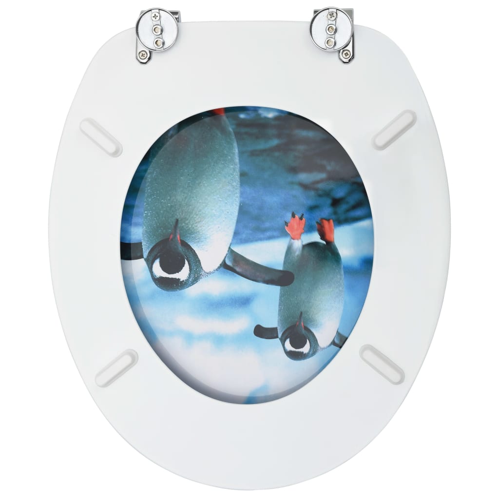 tualetes poda sēdeklis ar vāku, MDF, pingvīnu dizains