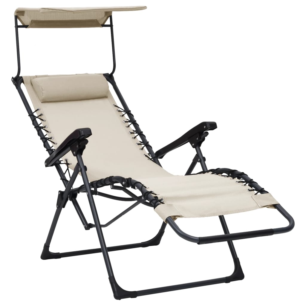 salokāmi pludmales krēsli, 2 gab., krēmkrāsas tekstilēns