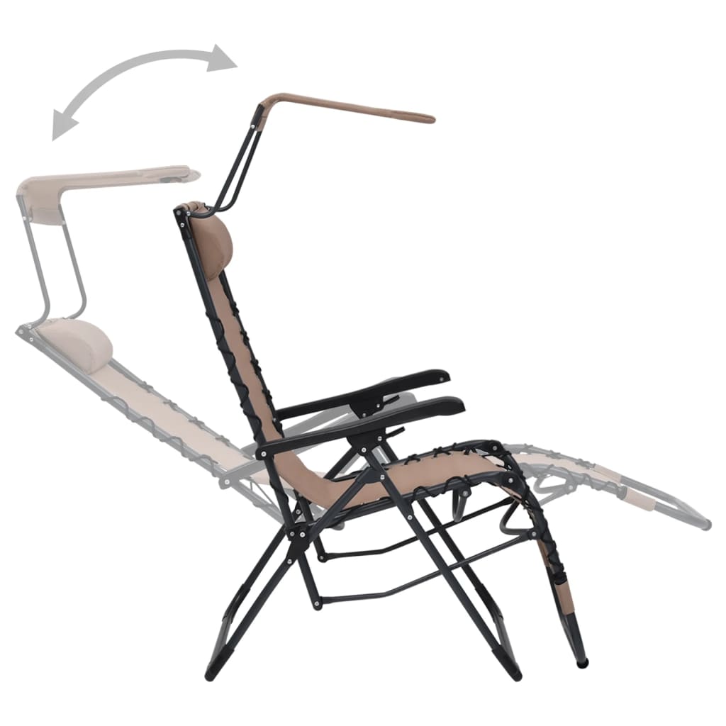 salokāmi pludmales krēsli, 2 gab., pelēkbrūns tekstilēns