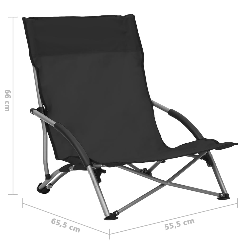 salokāmi pludmales krēsli, 2 gab., melns audums