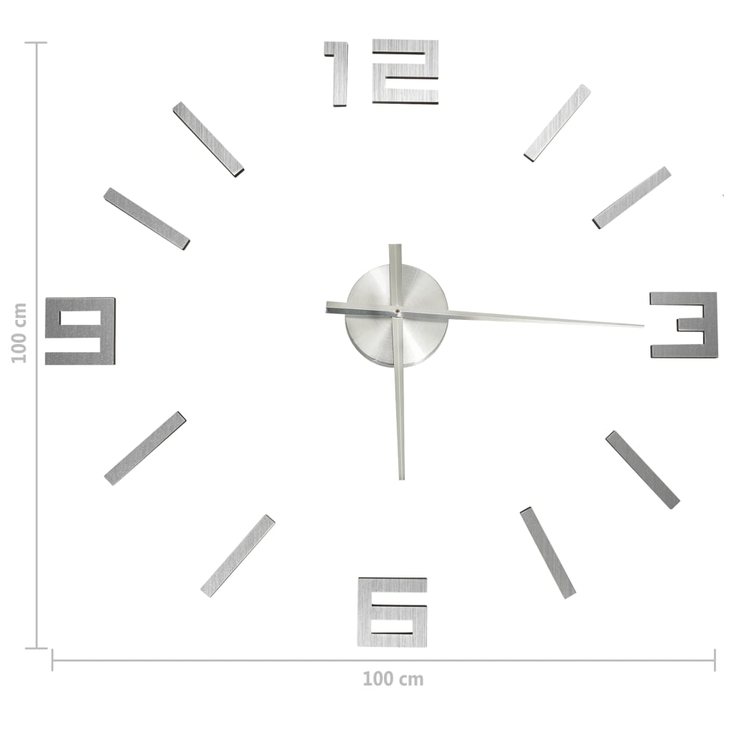 3D sienas pulkstenis, moderns dizains, sudrabains, 100 cm, XXL