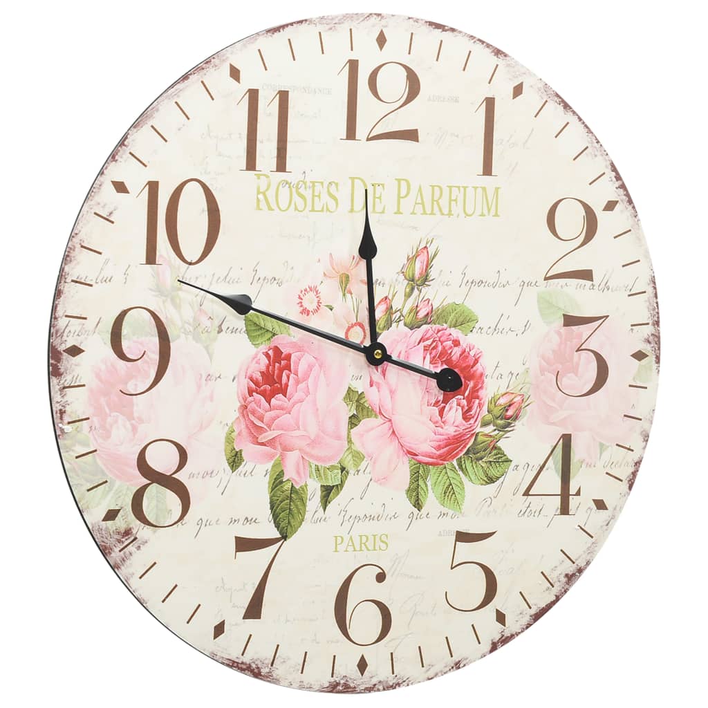 vintāžas sienas pulkstenis, ziedi, 60 cm