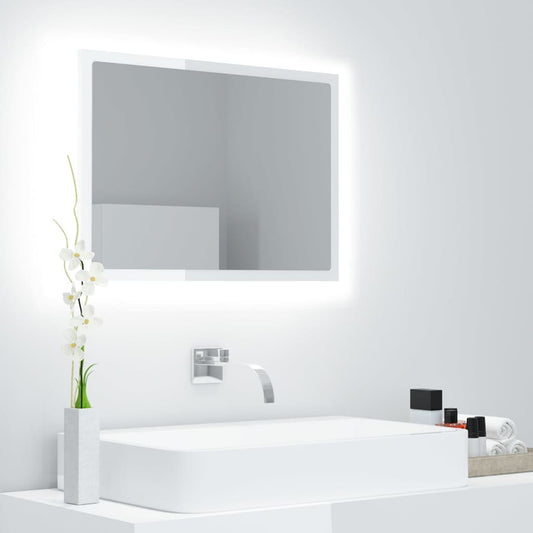vannasistabas spogulis, LED, spīdīgi balts, 60x8,5x37cm, akrils