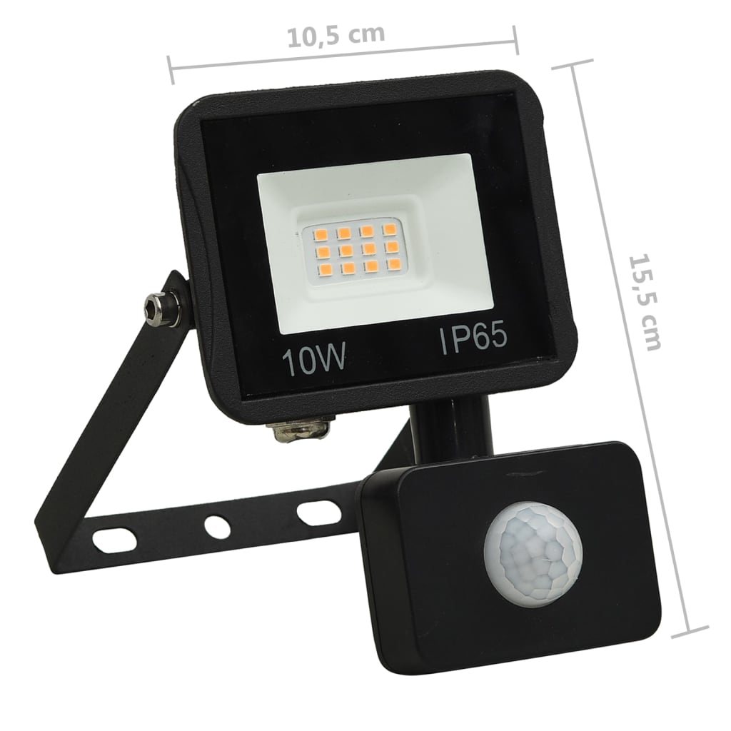 LED prožektors ar sensoru, 10 W, silti balta gaisma