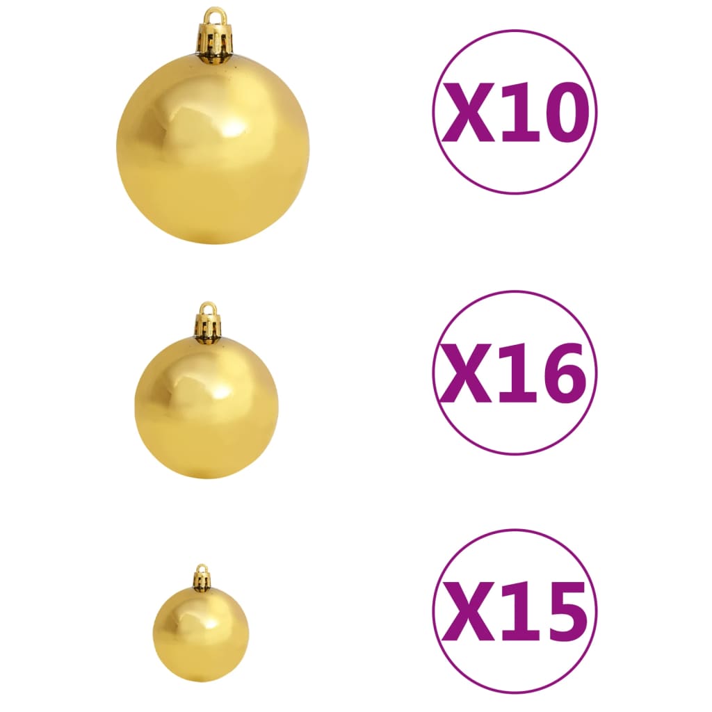 Ziemassvētku bumbu komplekts, 120 gb., 300 LED, zelta, bronzas