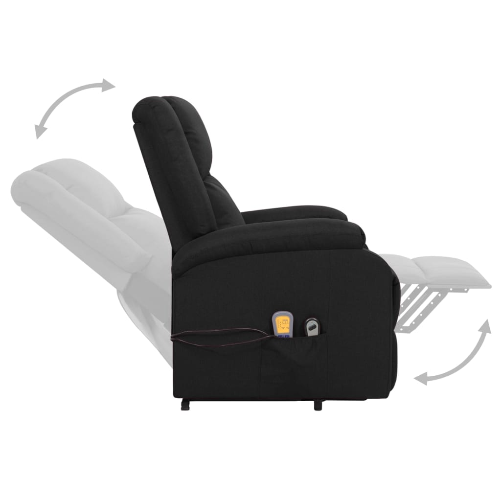 masāžas krēsls, paceļams, atgāžams, melns audums