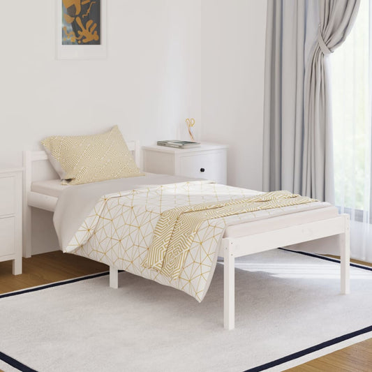 senioru gultas rāmis, balta, 90x190 cm, vienvietīgs, priede