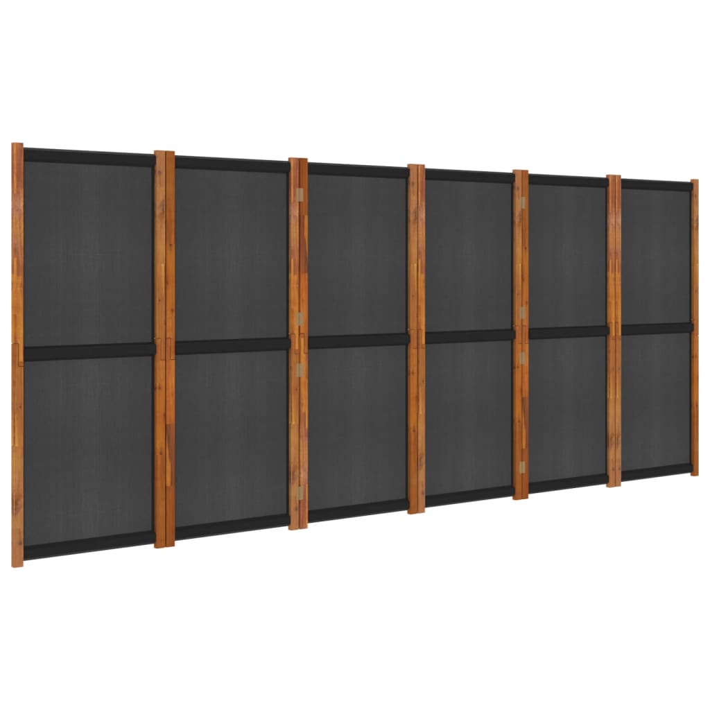 6-paneļu istabas aizslietnis, melns, 420x180 cm