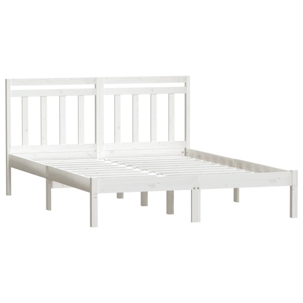 gultas rāmis, balts, masīvkoks, 120x190 cm, 4FT, divvietīgs