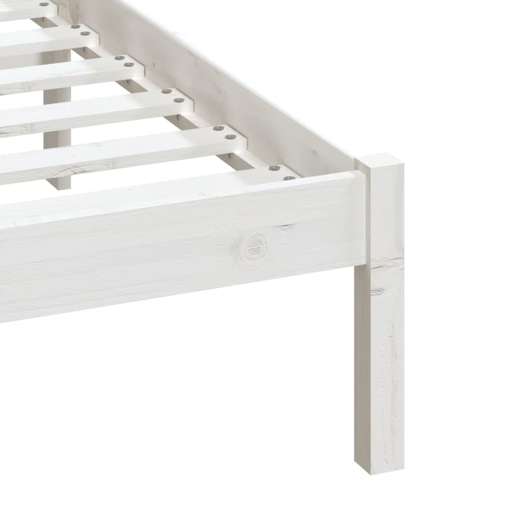 gultas rāmis, balts, masīvkoks, 135x190 cm, 4FT6, divvietīgs