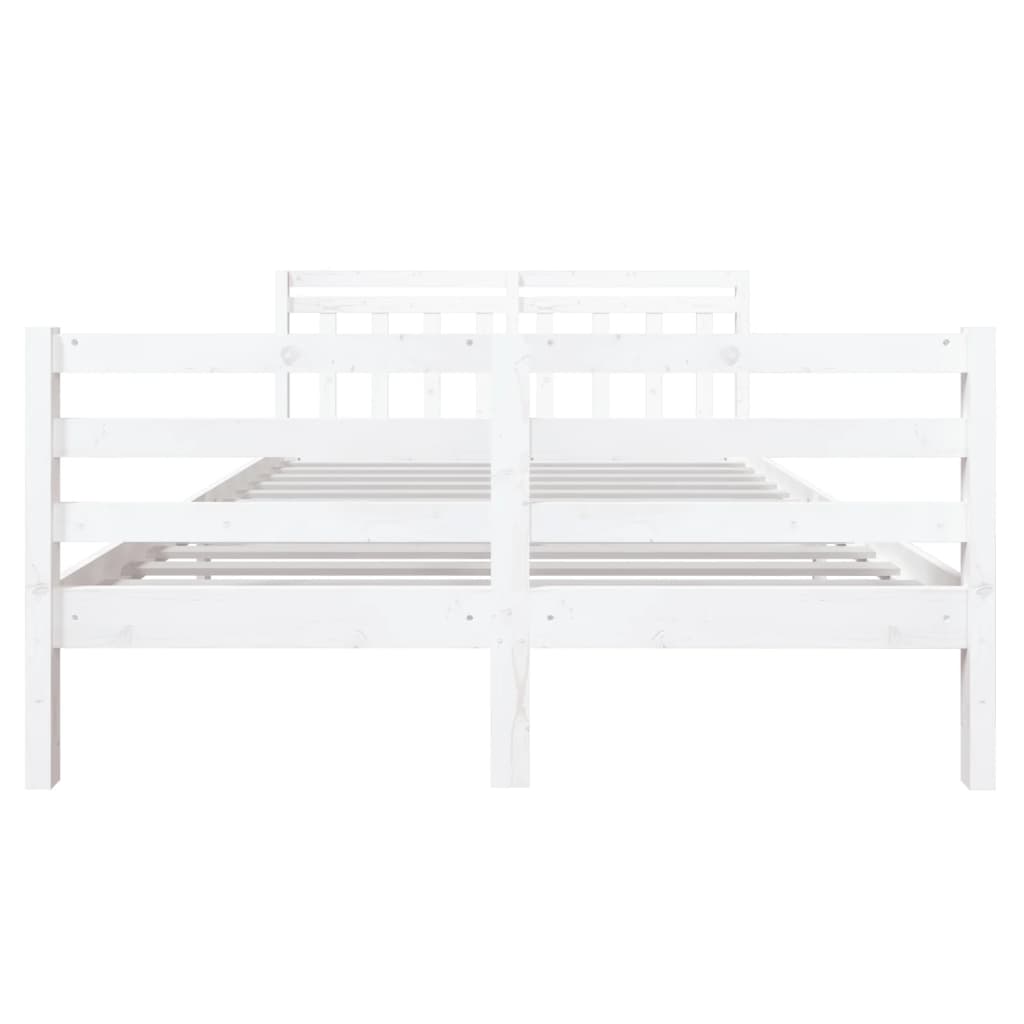 gultas rāmis, balts, masīvkoks, 135x190 cm, 4FT6, divvietīgs