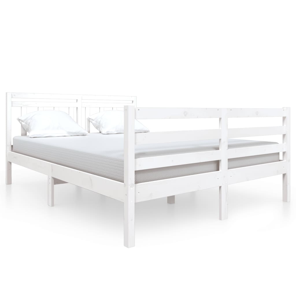 gultas rāmis, balts, masīvkoks, 140x190 cm
