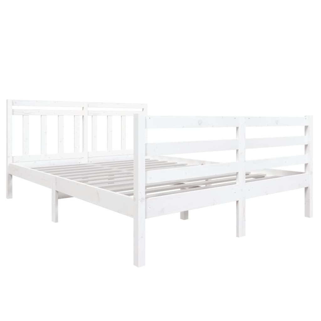 gultas rāmis, balts, masīvkoks, 140x190 cm