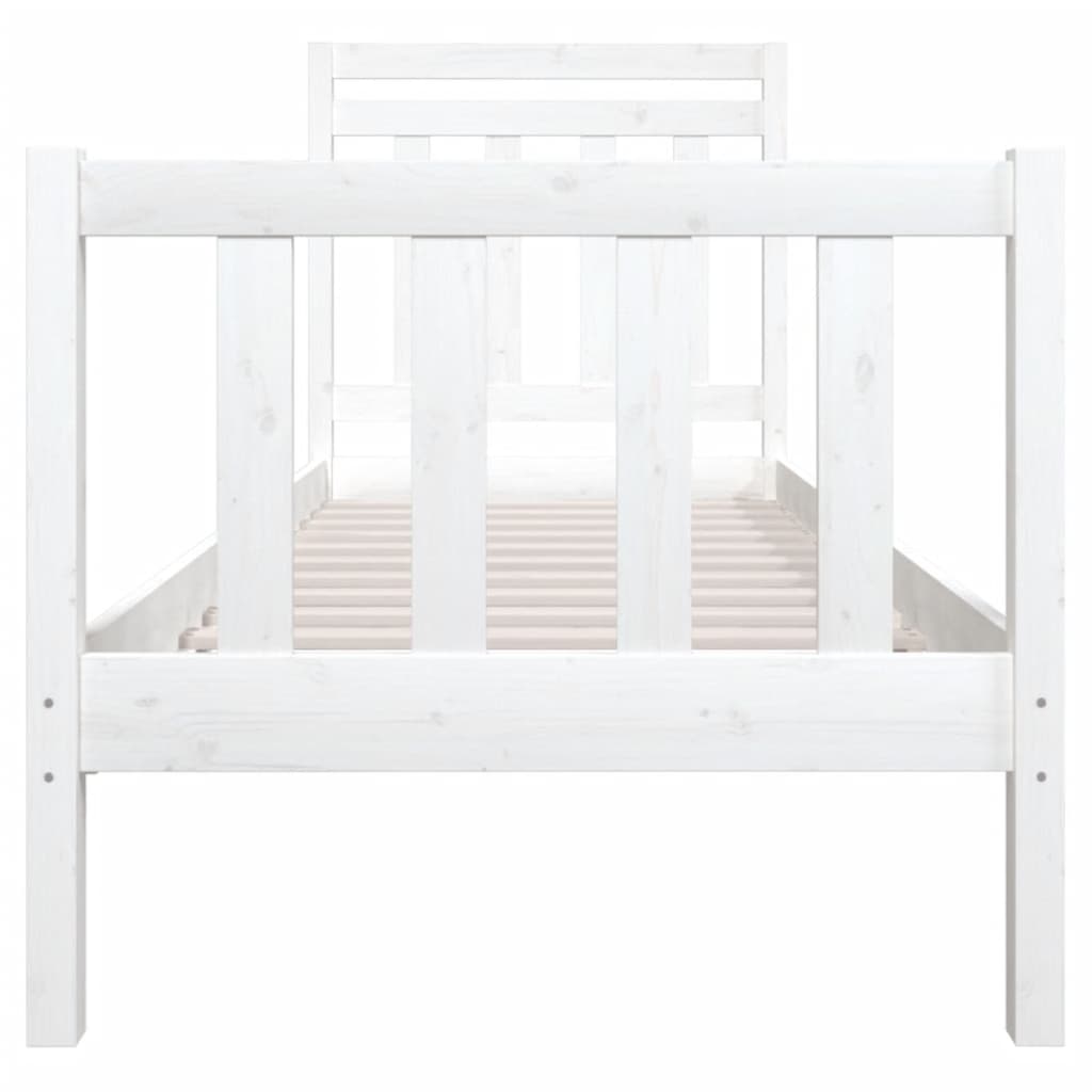 gultas rāmis, balts, masīvkoks, 75x190 cm, 2FT6, vienvietīgs