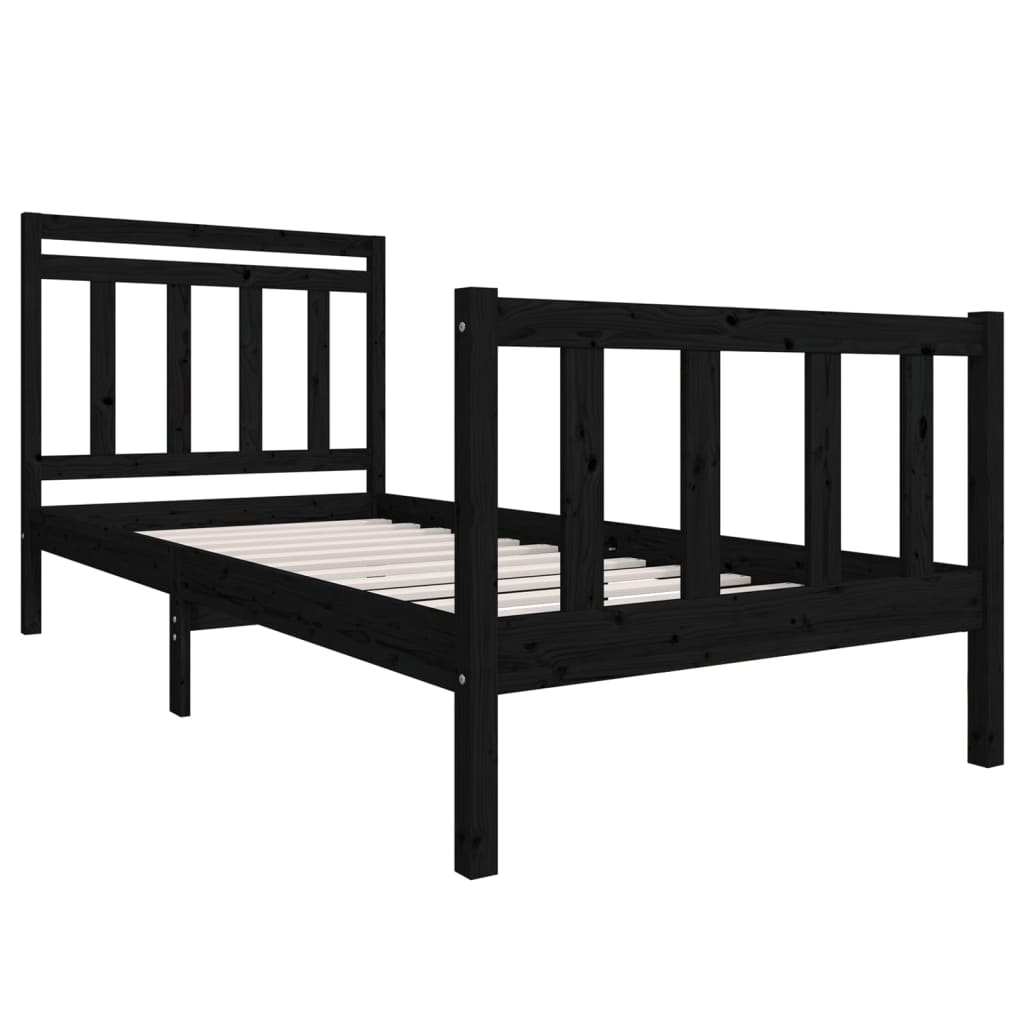gultas rāmis, melns, masīvkoks, 100x200 cm